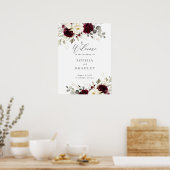 Bloemen Bruids Witte Gouden Trouw Welkomstbord Poster (Keuken)
