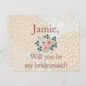 Bloemen bruidsmeisje uitnodiging (Voorkant / Achterkant)