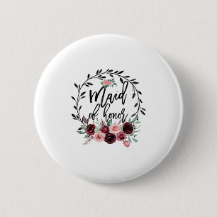Bloemen bruidsmeisje van eer bruiloft feest bruids ronde button 5,7 cm