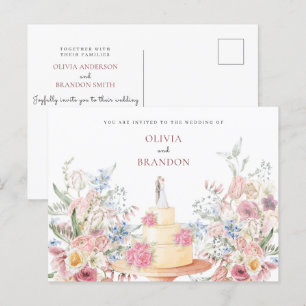 Bloemen bruidstaart briefkaart