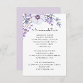 Bloemen bruiloft accommodaties. Paarse bloemen Informatiekaartje (Voorkant / Achterkant)