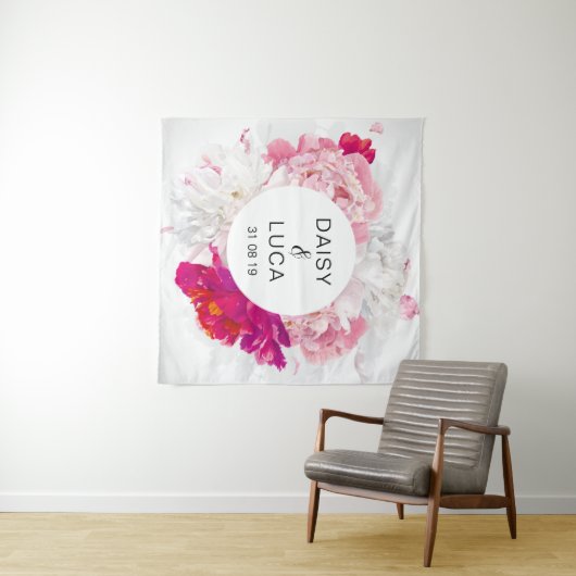 Bloemen Bruiloft Achtergrond Tapijt Foto Booth Wandkleed (In Situ (horizontaal))