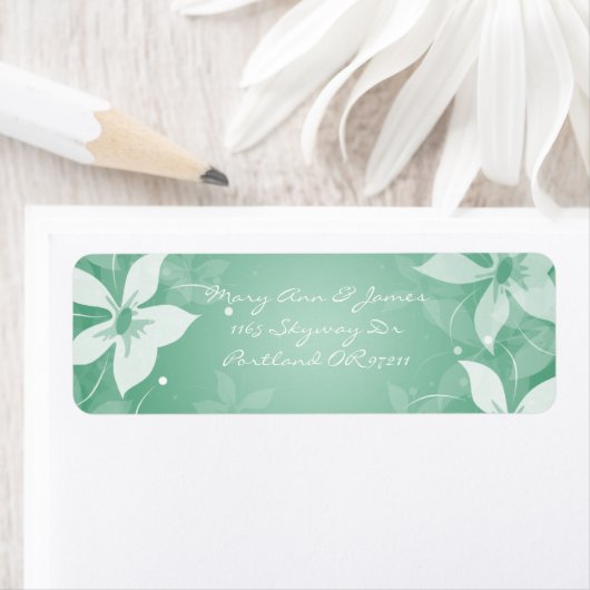 Bloemen bruiloft adres exotische bloemen munt groe etiket (Insitu)