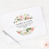 Bloemen bruiloft Adresetiketten, rustiek, Boho Ronde Sticker (Envelop)