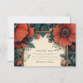 bloemen bruiloft art nouveau bedankkaart (Voorkant)