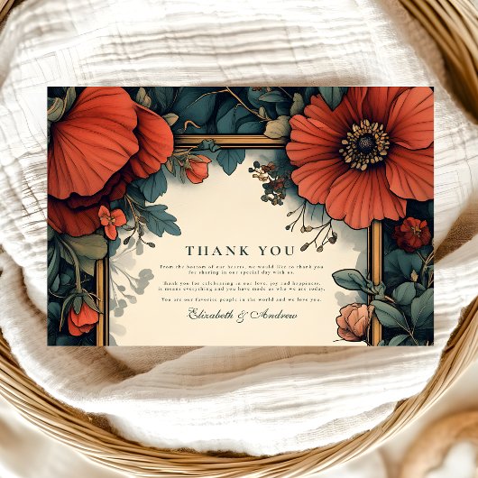 bloemen bruiloft art nouveau bedankkaart