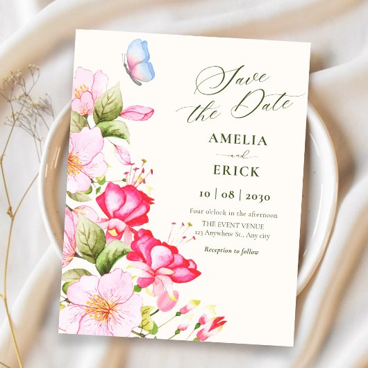 Bloemen bruiloft bloeien save the date