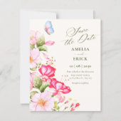Bloemen bruiloft bloeien save the date (Voorkant)