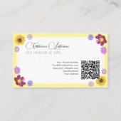 Bloemen bruiloft bloem variëteit kalligrafie QR-Co Visitekaartje (Achterkant)