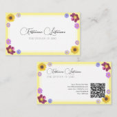 Bloemen bruiloft bloem variëteit kalligrafie QR-Co Visitekaartje (Voorkant / Achterkant)
