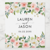 Bloemen bruiloft, Boho, rustiek, Bloemen Lijst Wijn Etiket (Enkel label)