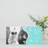 Bloemen bruiloft Dank u kaart Custom Blue White (Staand voorkant)