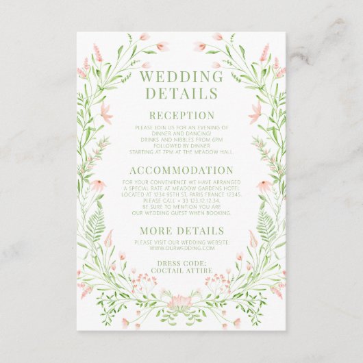 Bloemen bruiloft details Kaart (Voorkant)