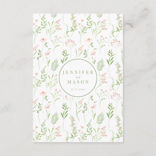 Bloemen bruiloft details Kaart (Achterkant)