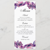 Bloemen bruiloft diner menu Paarse bloem menukaart (Voorkant)