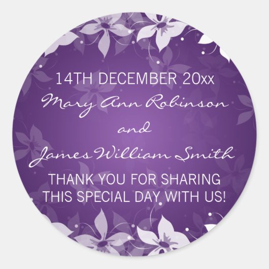 Bloemen Bruiloft Favor Label Exotische Blooms Paar (Voorkant)