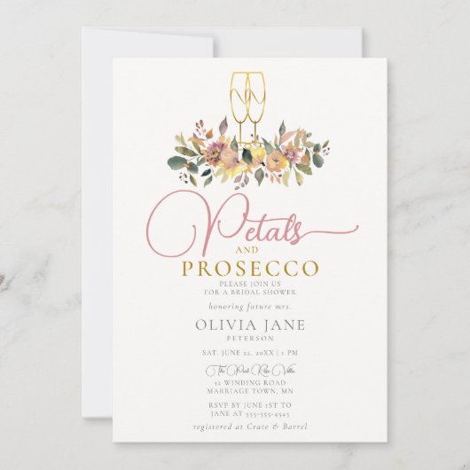 Bloemen Bruiloft Feest Prosecco Kaart (Voorkant)