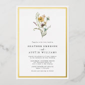 Bloemen Bruiloft Folie Uitnodiging (Voorkant)