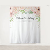 Bloemen Bruiloft Foto Booth Achtergrond Banner Wandkleed (Voorkant)