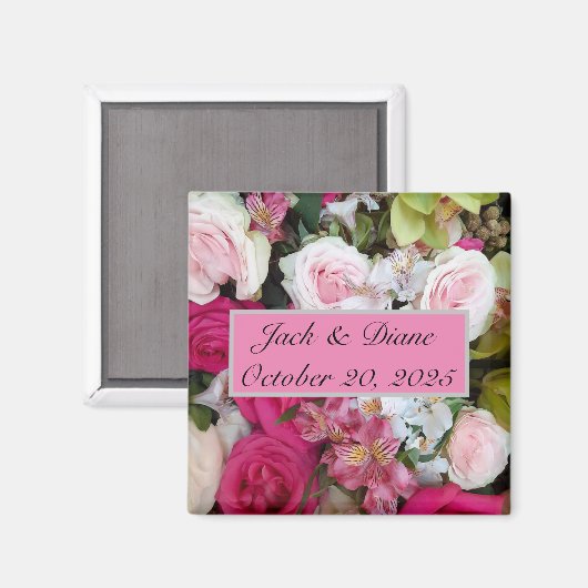 Bloemen bruiloft gunst magneet (Voorkant / Achterkant)