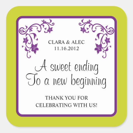 Bloemen bruiloft gunst Sticker (Voorkant)