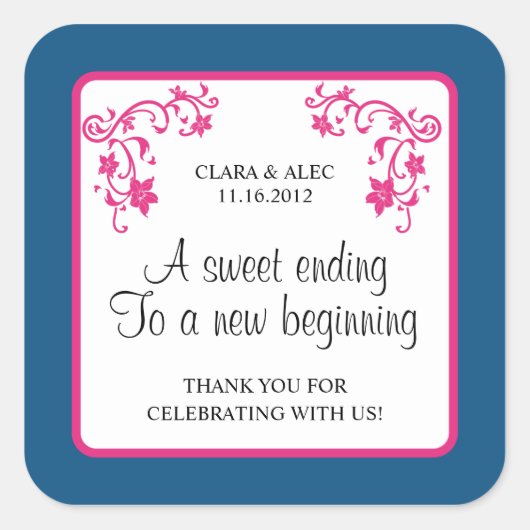 Bloemen bruiloft gunst Sticker (Voorkant)