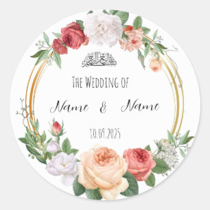 Bloemen bruiloft gunst stickers