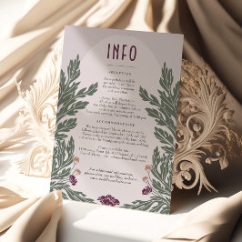 Bloemen Bruiloft Info Kaart Lavendel Olive