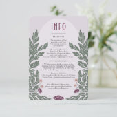  Bloemen Bruiloft Info Kaart Lavendel Olive (Staand voorkant)