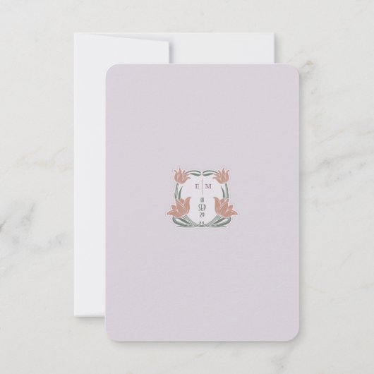 Bloemen Bruiloft Info Kaart Lavendel Olive (Achterkant)
