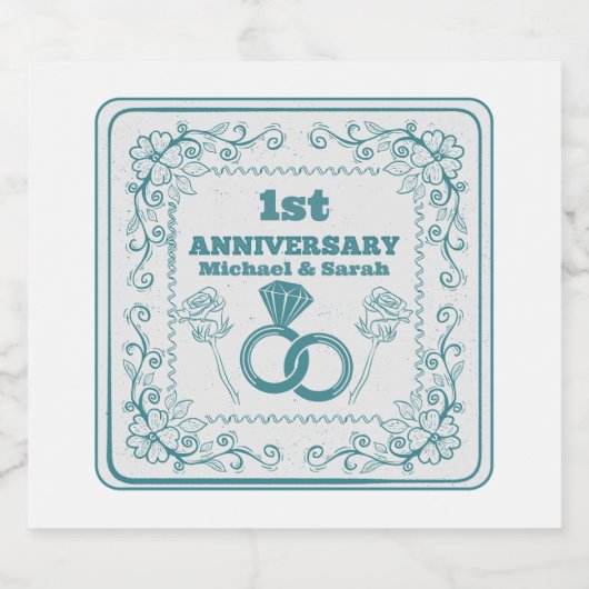 Bloemen bruiloft Jubileum  jaar Bier Etiket (Enkel label)