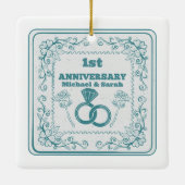 Bloemen bruiloft Jubileum  jaar Keramisch Ornament (Achterkant)