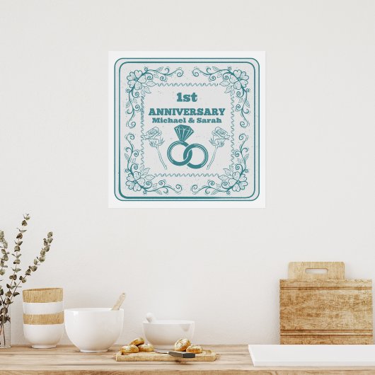 Bloemen bruiloft Jubileum  jaar Poster (Keuken)