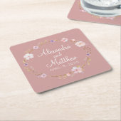 Bloemen bruiloft kroon kartonnen onderzetters (Schuin)