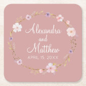 Bloemen bruiloft kroon kartonnen onderzetters (Voorkant)