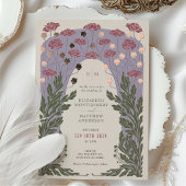  Bloemen Bruiloft Lavendel Roos Goud Folie Uitnodiging