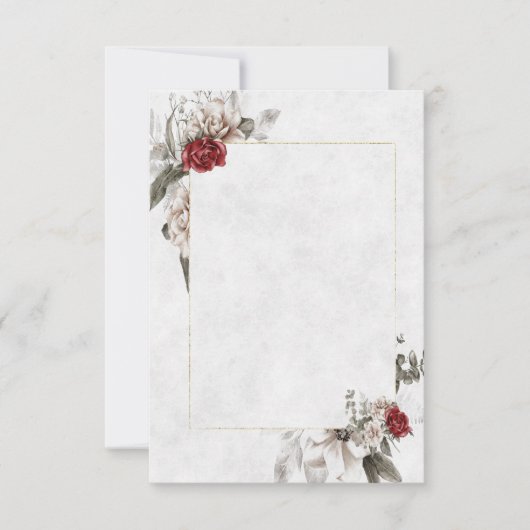 Bloemen bruiloft op budget in rood en mist  kaart (Voorkant)