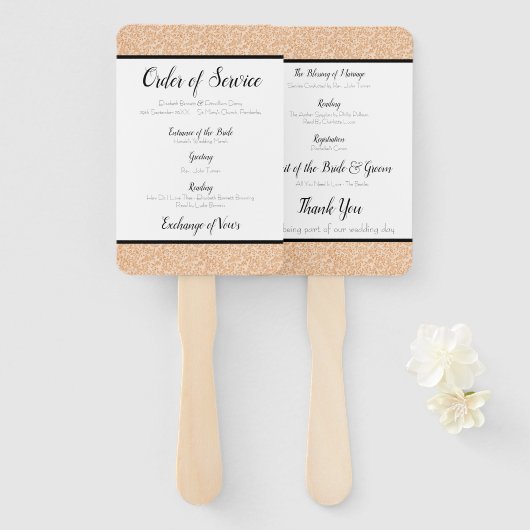  Bloemen Bruiloft Orde van Service Fan Handwaaier (Voorkant en achterkant)