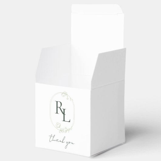 Bloemen Bruiloft Paar Monogram Dank u Bedankdoosjes (Geopend)