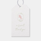  Bloemen Bruiloft Paar Monogram Dank u Cadeaulabel (Voorkant)