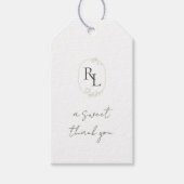  Bloemen Bruiloft Paar Monogram Dank u Cadeaulabel (Voorkant)