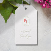  Bloemen Bruiloft Paar Monogram Dank u Cadeaulabel