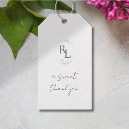  Bloemen Bruiloft Paar Monogram Dank u Cadeaulabel