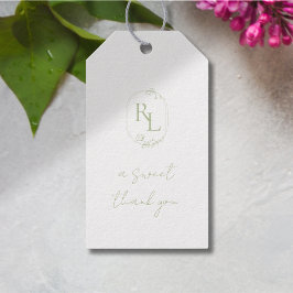  Bloemen Bruiloft Paar Monogram Dank u Cadeaulabel