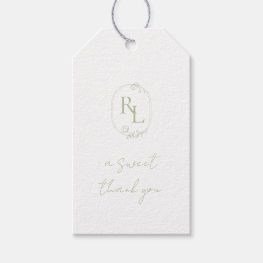 Bloemen Bruiloft Paar Monogram Dank u Cadeaulabel (Voorkant)