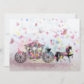 Bloemen Bruiloft Paard Carriage Vlinders Bruiloft Kaart (Achterkant)