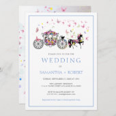 Bloemen Bruiloft Paard Carriage Vlinders Bruiloft Kaart (Voorkant / Achterkant)