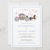 Bloemen Bruiloft Paard Carriage Vlinders Bruiloft Kaart (Voorkant)