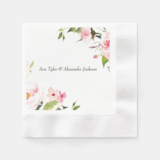 Bloemen bruiloft papier servet (Voorkant)