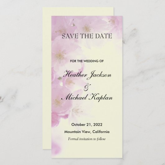 Bloemen Bruiloft Professioneel Minimalistisch Save The Date (Voorkant / Achterkant)